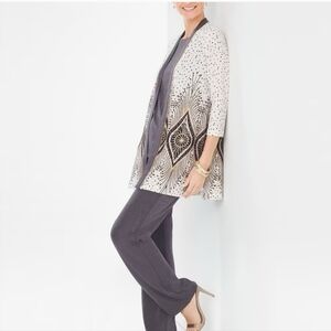 Chico’s Travelers Collection Foiled Peacock Jacket OO- 3/4 sleeve